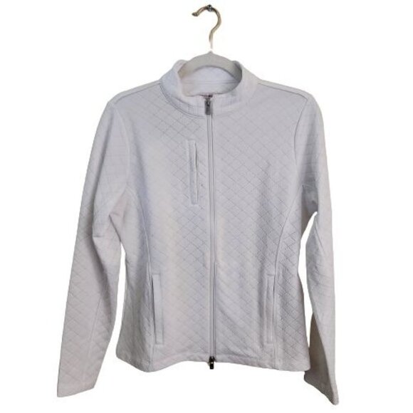 Peter Millar Tops - Peter Millar White Quilted Full Zip Golf Jacket Size M